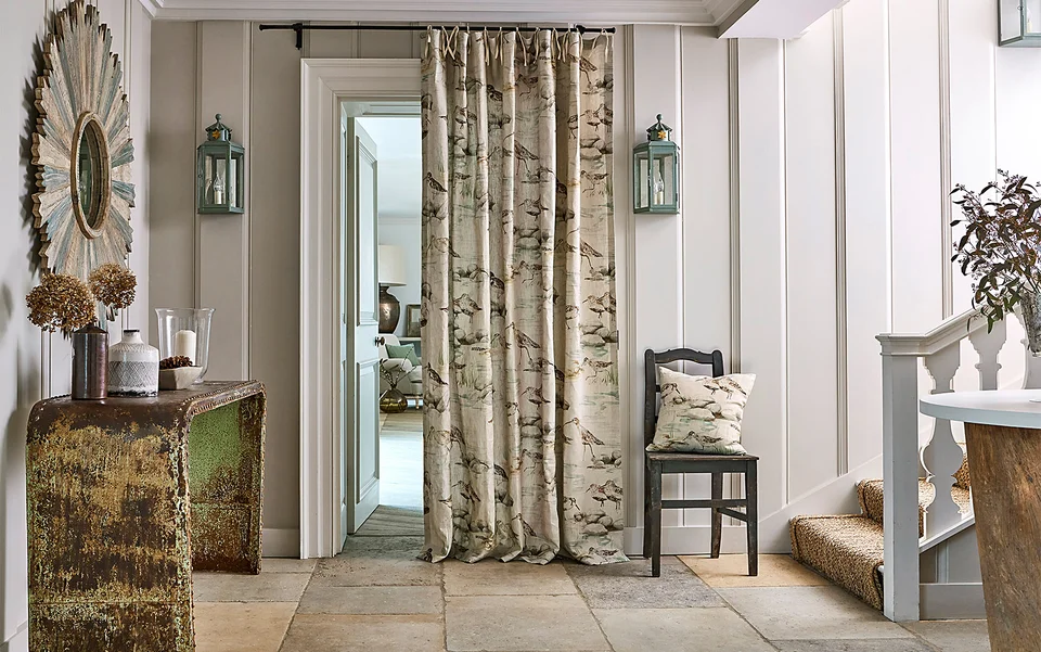 Vorhang hell kariert